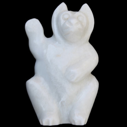 White Jade hand-carved Cat 80*41*132mm 642g in sunlight - Rocks and Things Store