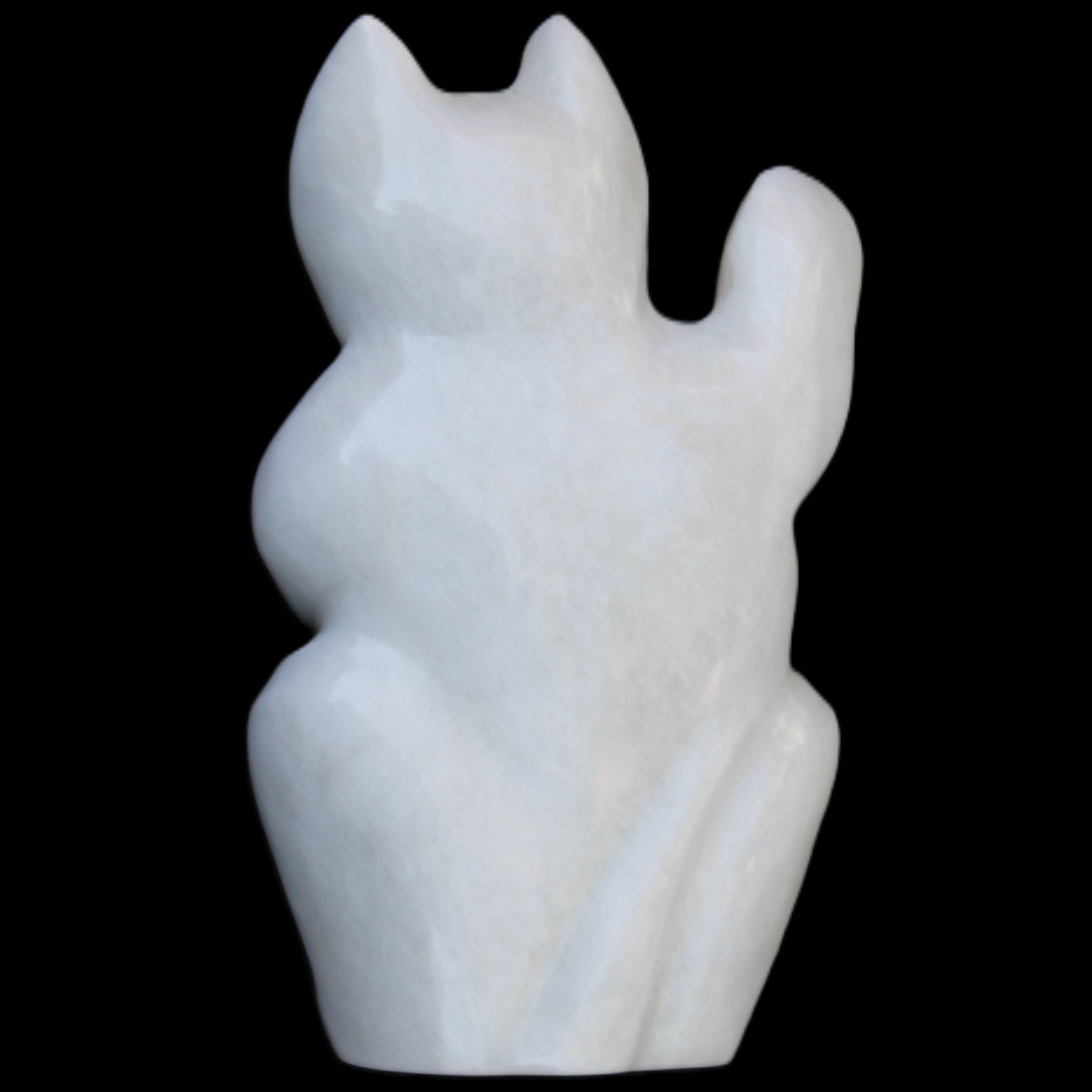White Jade hand-carved Cat 80*41*132mm 642g in sunlight - Rocks and Things Store