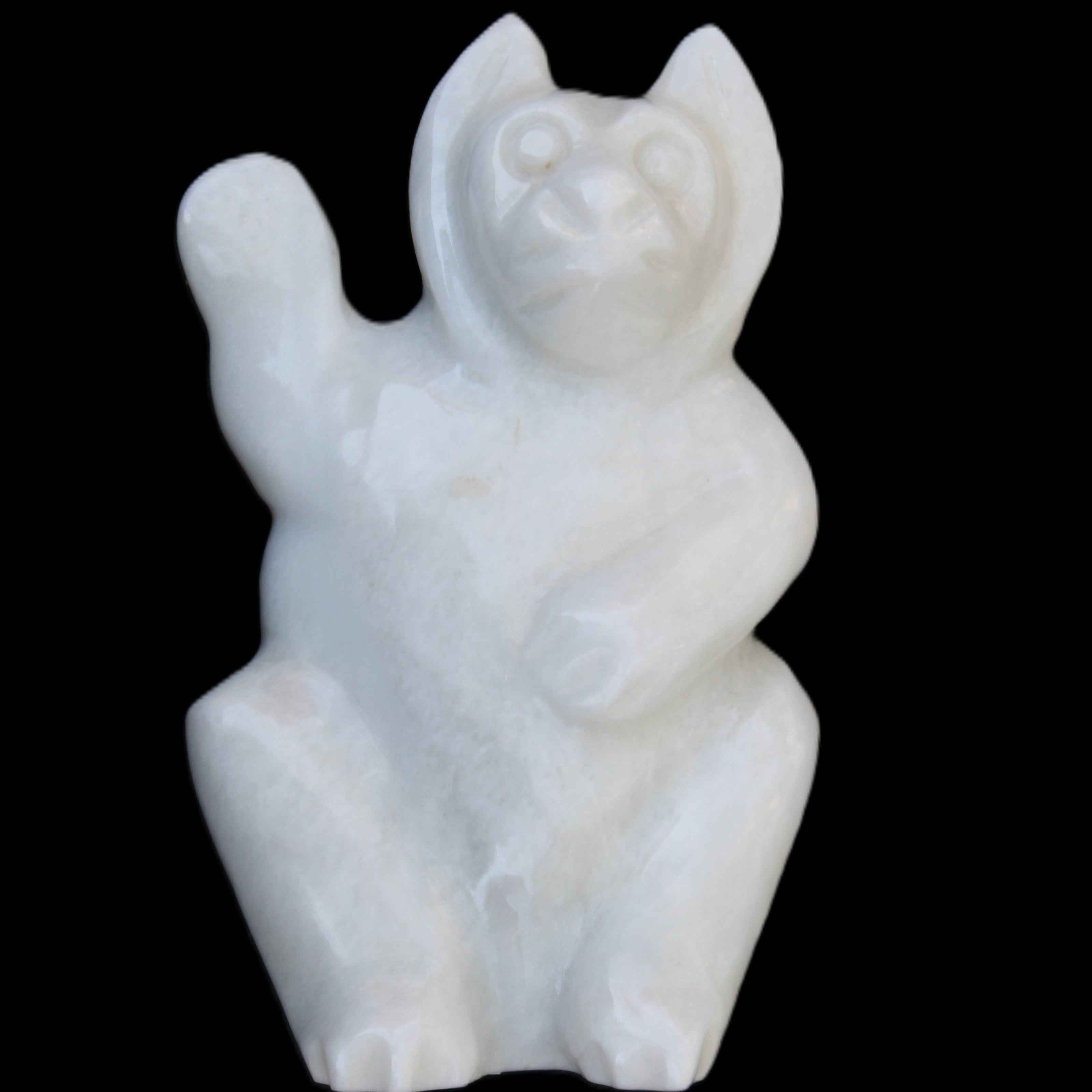White Jade hand-carved Cat 80*41*132mm 642g in sunlight - Rocks and Things Store