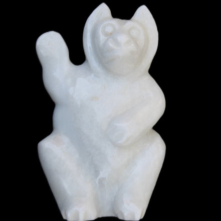 White Jade hand-carved Cat 80*41*132mm 642g in sunlight - Rocks and Things Store