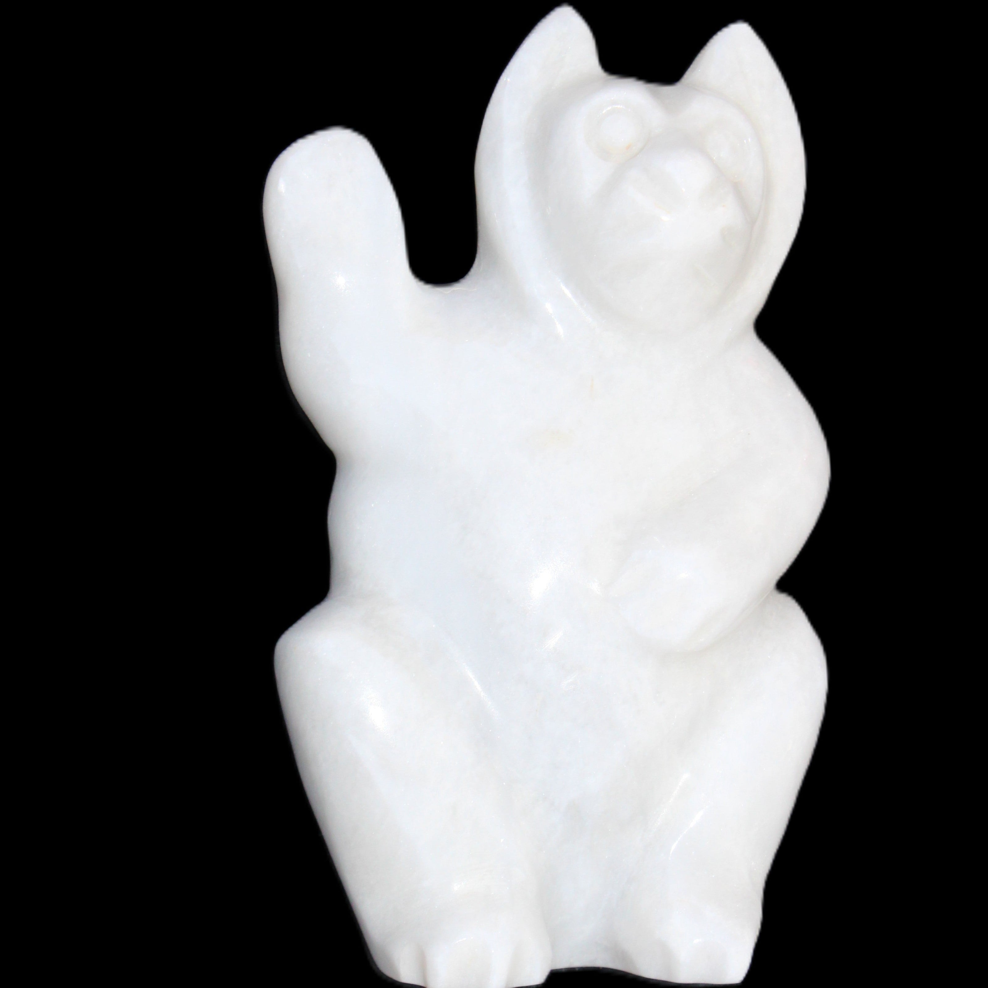 White Jade hand-carved Cat 80*41*132mm 642g in sunlight - Rocks and Things Store
