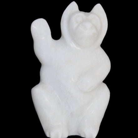 White Jade hand-carved Cat 80*41*132mm 642g in sunlight - Rocks and Things Store