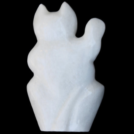 White Jade hand-carved Cat 80*41*132mm 642g in sunlight - Rocks and Things Store
