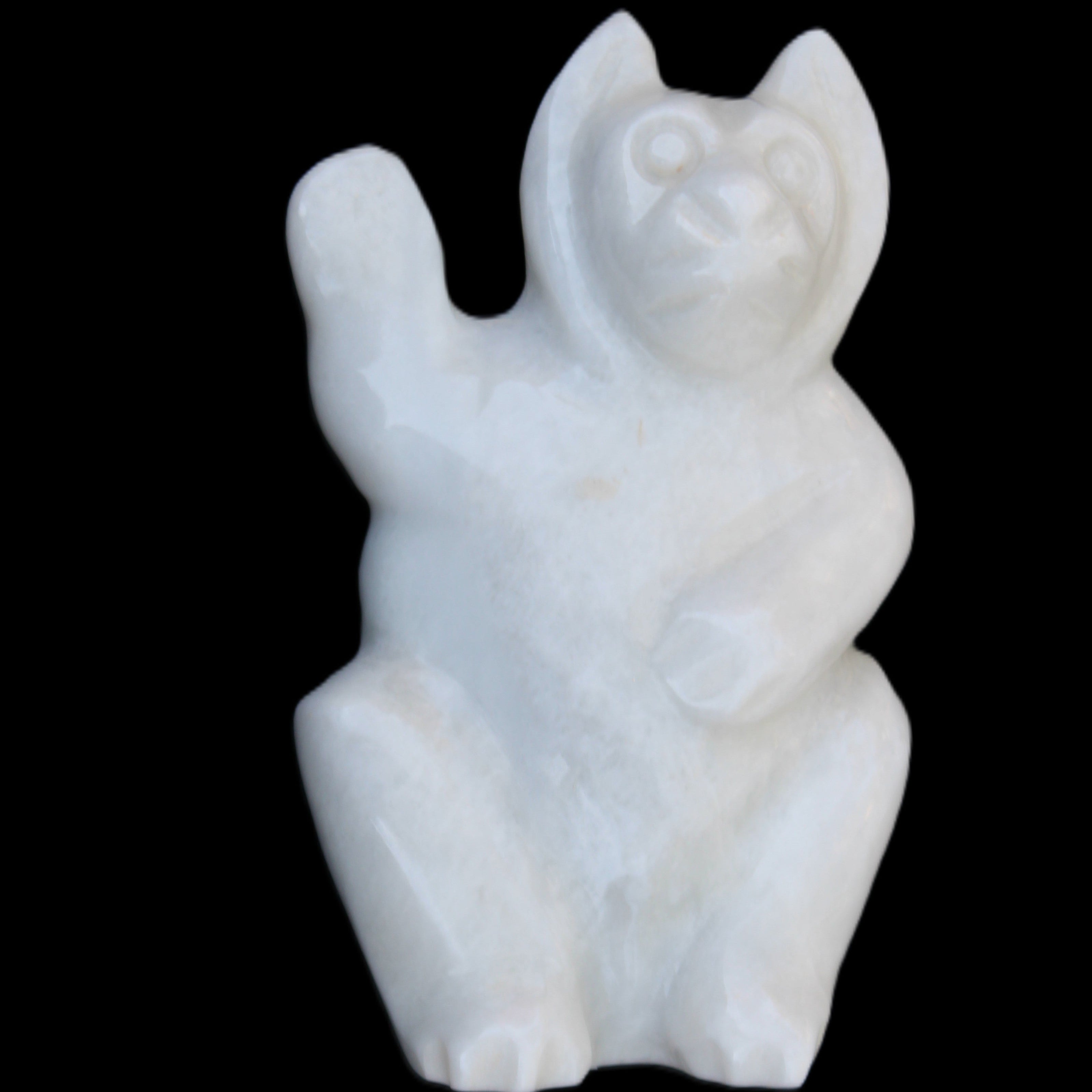 White Jade hand-carved Cat 80*41*132mm 642g in sunlight - Rocks and Things Store