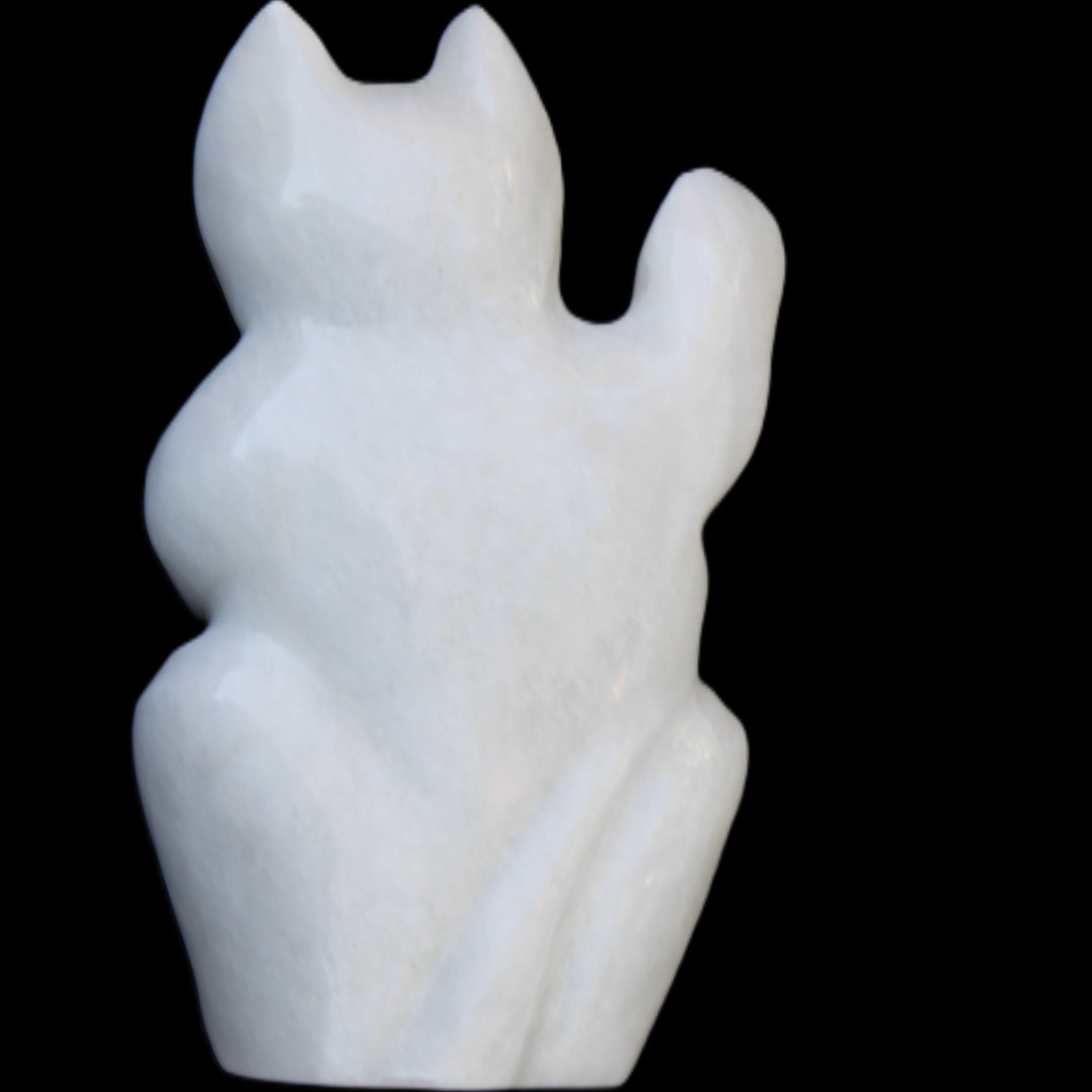 White Jade hand-carved Cat 80*41*132mm 642g in sunlight - Rocks and Things Store