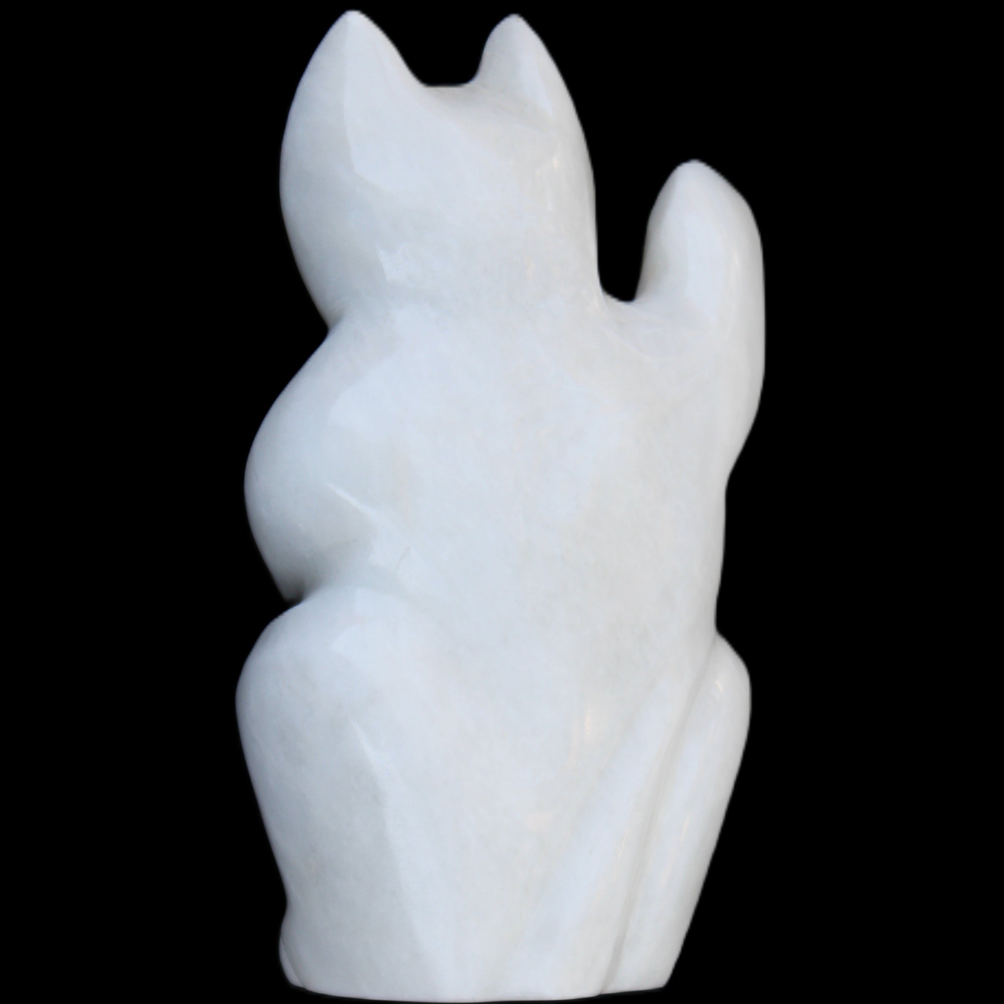 White Jade hand-carved Cat 80*41*132mm 642g in sunlight - Rocks and Things Store