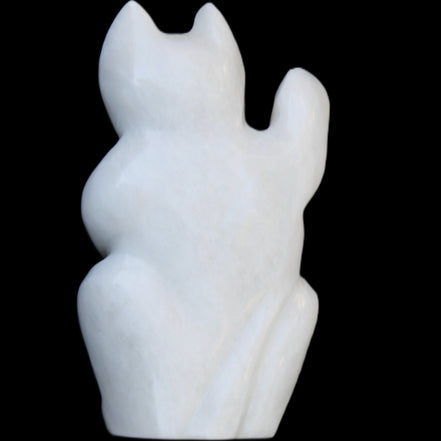 White Jade hand-carved Cat 80*41*132mm 642g in sunlight - Rocks and Things Store