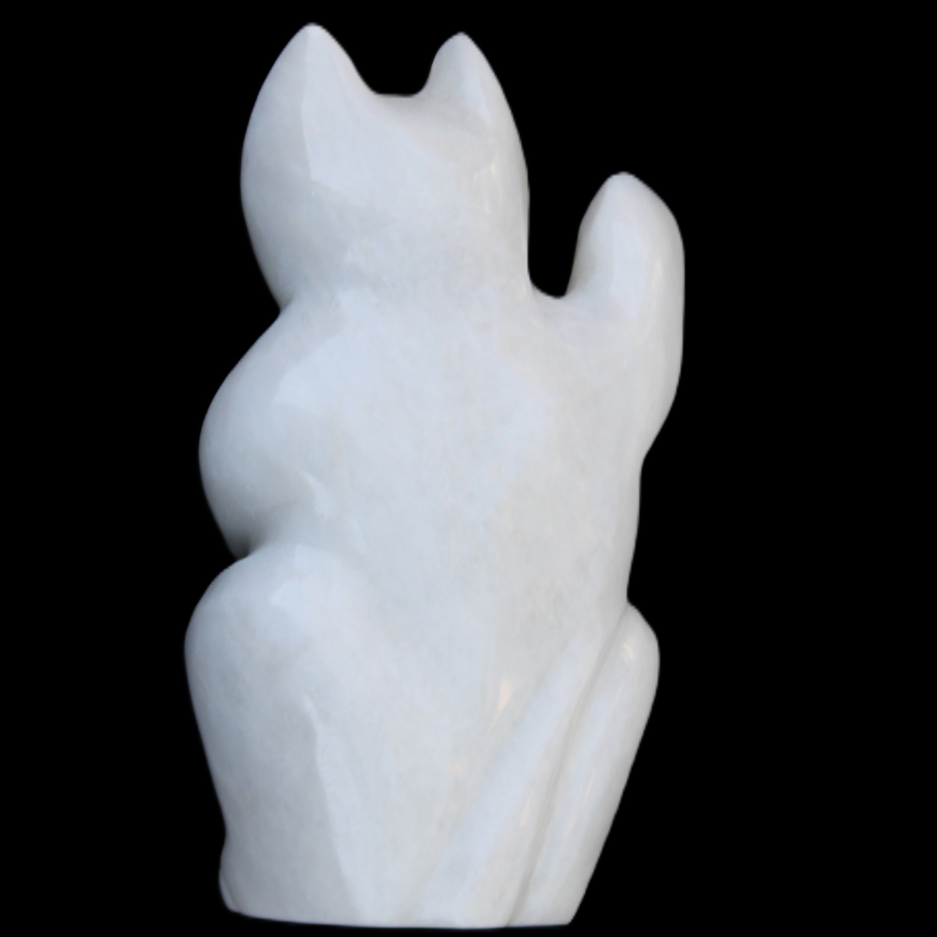 White Jade hand-carved Cat 80*41*132mm 642g in sunlight - Rocks and Things Store