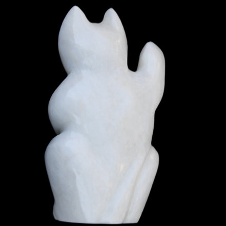 White Jade hand-carved Cat 80*41*132mm 642g in sunlight - Rocks and Things Store