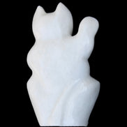 White Jade hand-carved Cat 80*41*132mm 642g in sunlight - Rocks and Things Store