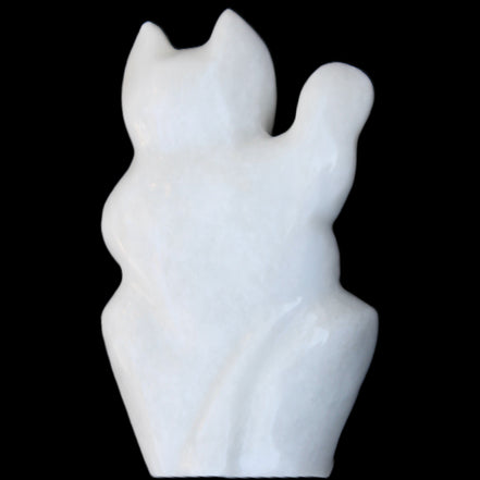 White Jade hand-carved Cat 80*41*132mm 642g in sunlight - Rocks and Things Store