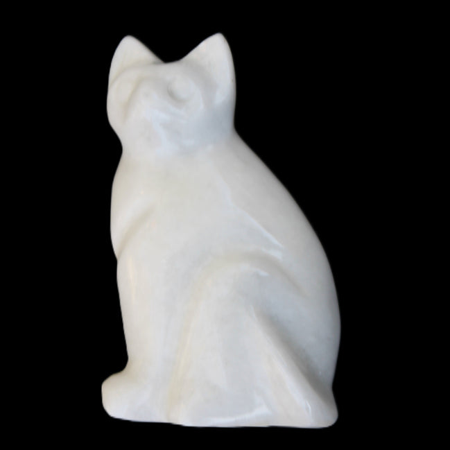 White Jade hand-carved Cat 61*40*106mm 407g in sunlight - Rocks and Things Store