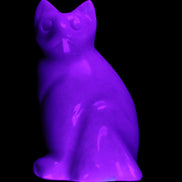 White Jade hand-carved Cat 61*40*106mm 407g in UV light - Rocks and Things Store