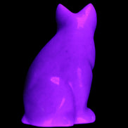 White Jade hand-carved Cat 61*40*106mm 407g in UV light - Rocks and Things Store