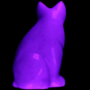 White Jade hand-carved Cat 61*40*106mm 407g in UV light - Rocks and Things Store