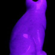 White Jade hand-carved Cat 61*40*106mm 407g in UV light - Rocks and Things Store