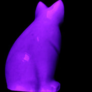 White Jade hand-carved Cat 61*40*106mm 407g in UV light - Rocks and Things Store
