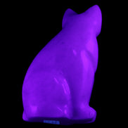 White Jade hand-carved Cat 61*40*106mm 407g in UV light - Rocks and Things Store