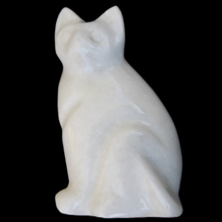 White Jade hand-carved Cat 61*40*106mm 407g in sunlight - Rocks and Things Store