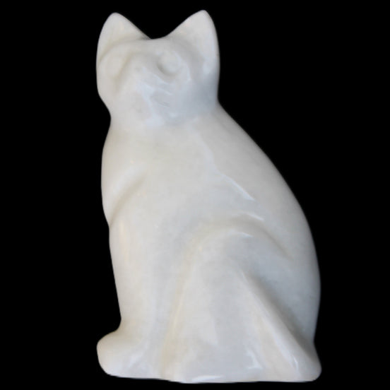 White Jade hand-carved Cat 61*40*106mm 407g in sunlight - Rocks and Things Store