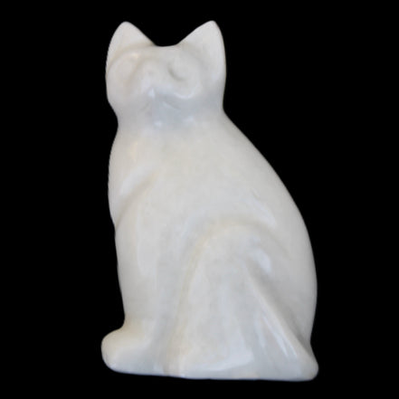 White Jade hand-carved Cat 61*40*106mm 407g in sunlight - Rocks and Things Store