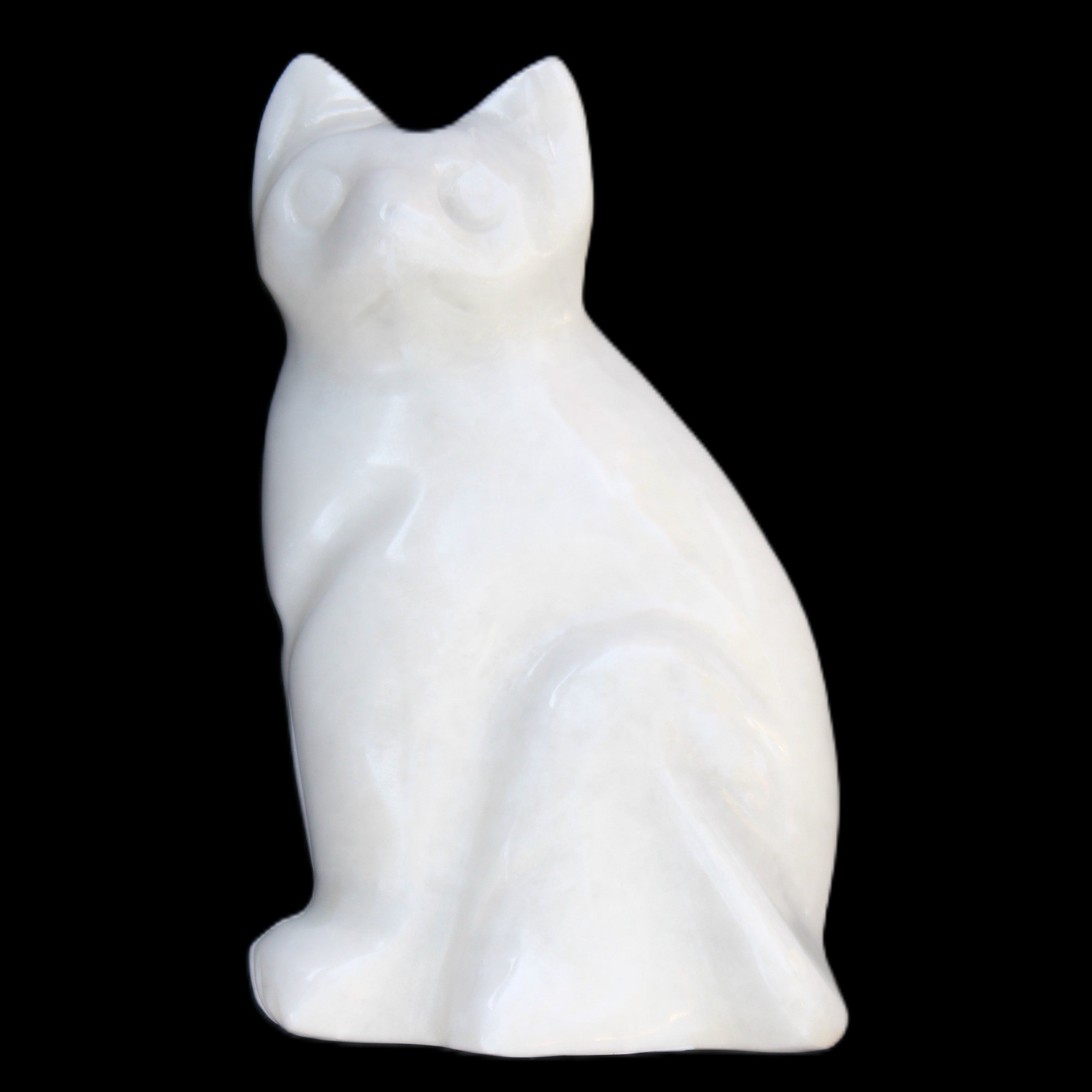 White Jade hand-carved Cat 61*40*106mm 407g in sunlight - Rocks and Things Store