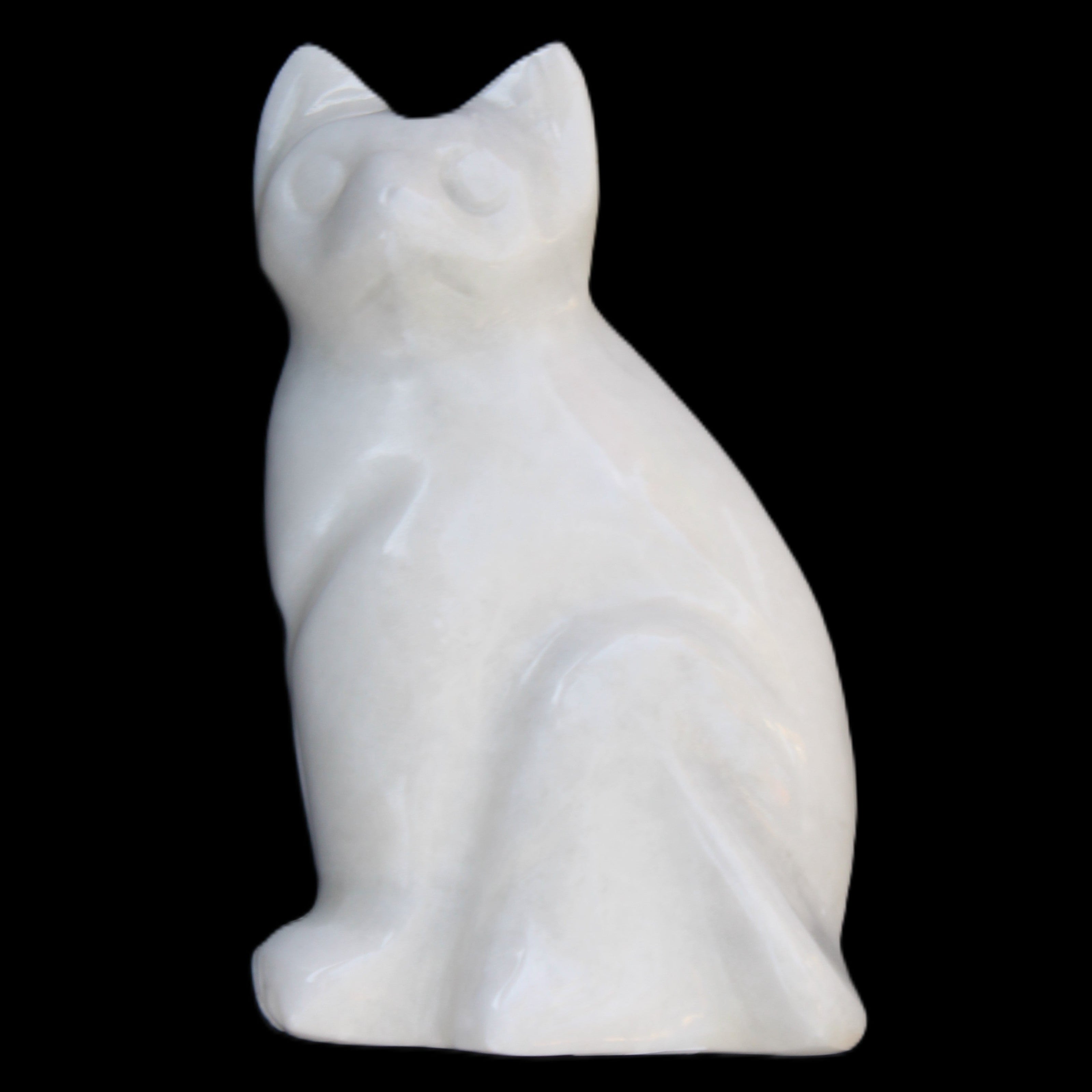 White Jade hand-carved Cat 61*40*106mm 407g in sunlight - Rocks and Things Store