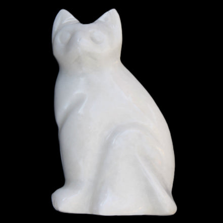 White Jade hand-carved Cat 61*40*106mm 407g in sunlight - Rocks and Things Store