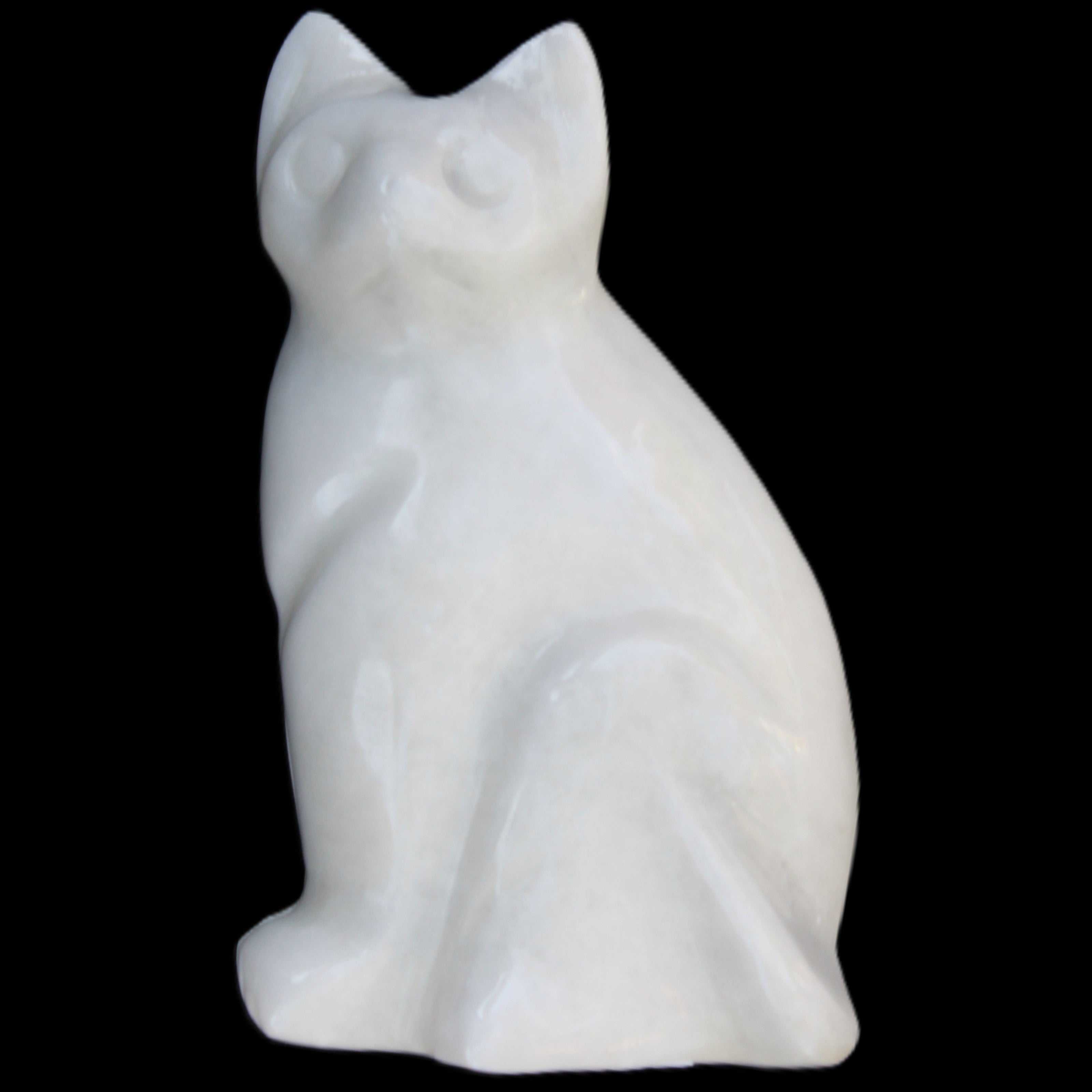 White Jade hand-carved Cat 61*40*106mm 407g in sunlight - Rocks and Things Store