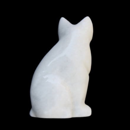 White Jade hand-carved Cat 61*40*106mm 407g in sunlight - Rocks and Things Store
