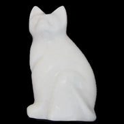 White Jade hand-carved Cat 61*40*106mm 407g in sunlight - Rocks and Things Store