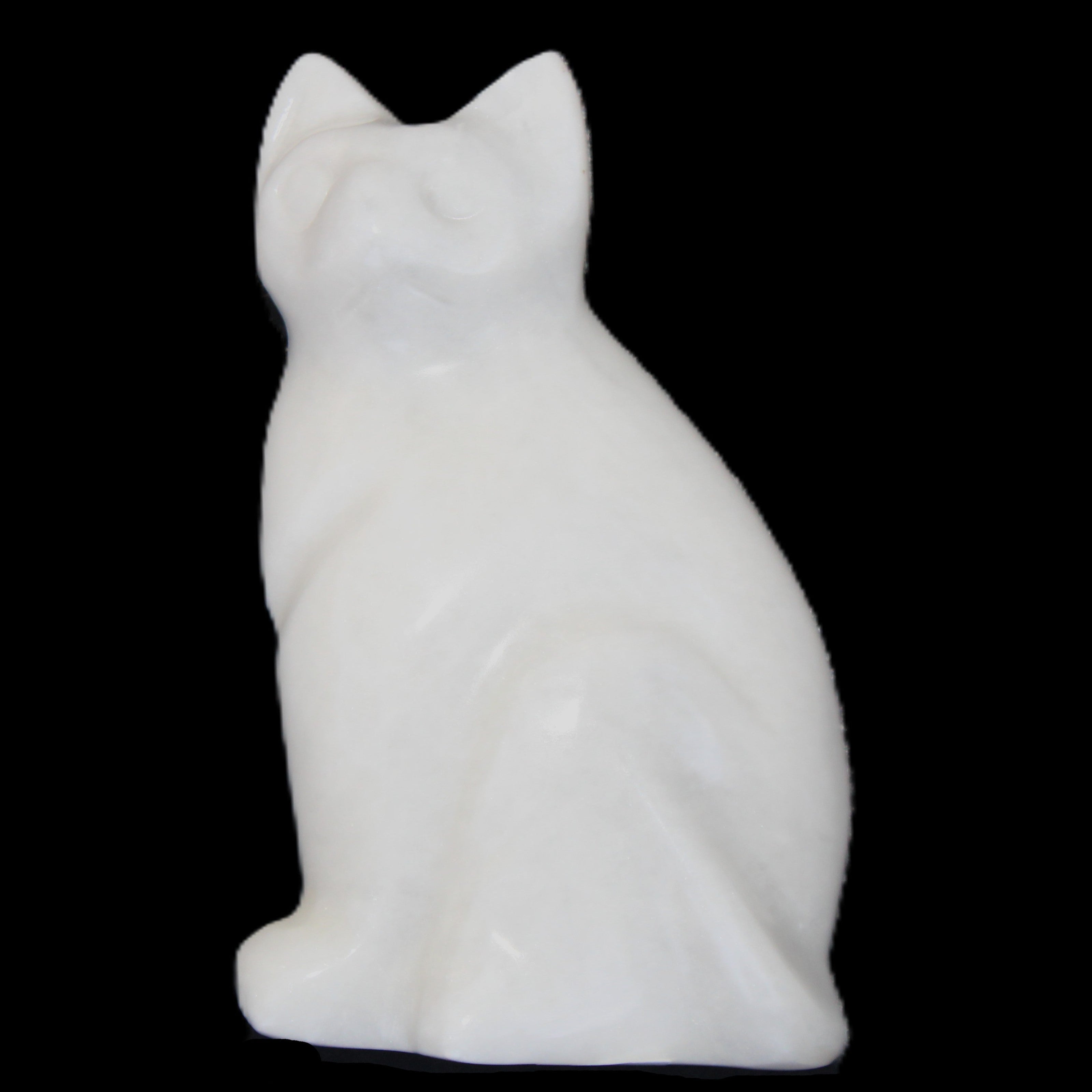 White Jade hand-carved Cat 61*40*106mm 407g in sunlight - Rocks and Things Store