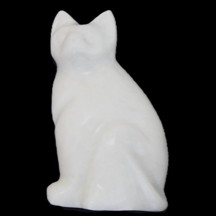White Jade hand-carved Cat 61*40*106mm 407g in sunlight - Rocks and Things Store