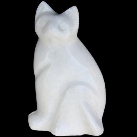 White Jade hand-carved Cat 61*40*106mm 407g in sunlight - Rocks and Things Store