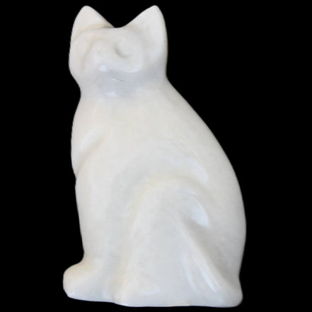 White Jade hand-carved Cat 61*40*106mm 407g in sunlight - Rocks and Things Store