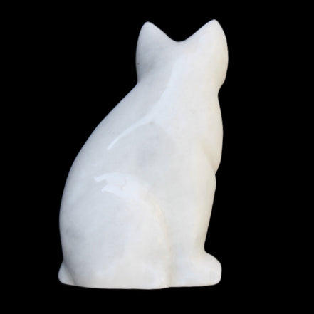 White Jade hand-carved Cat 61*40*106mm 407g in sunlight - Rocks and Things Store