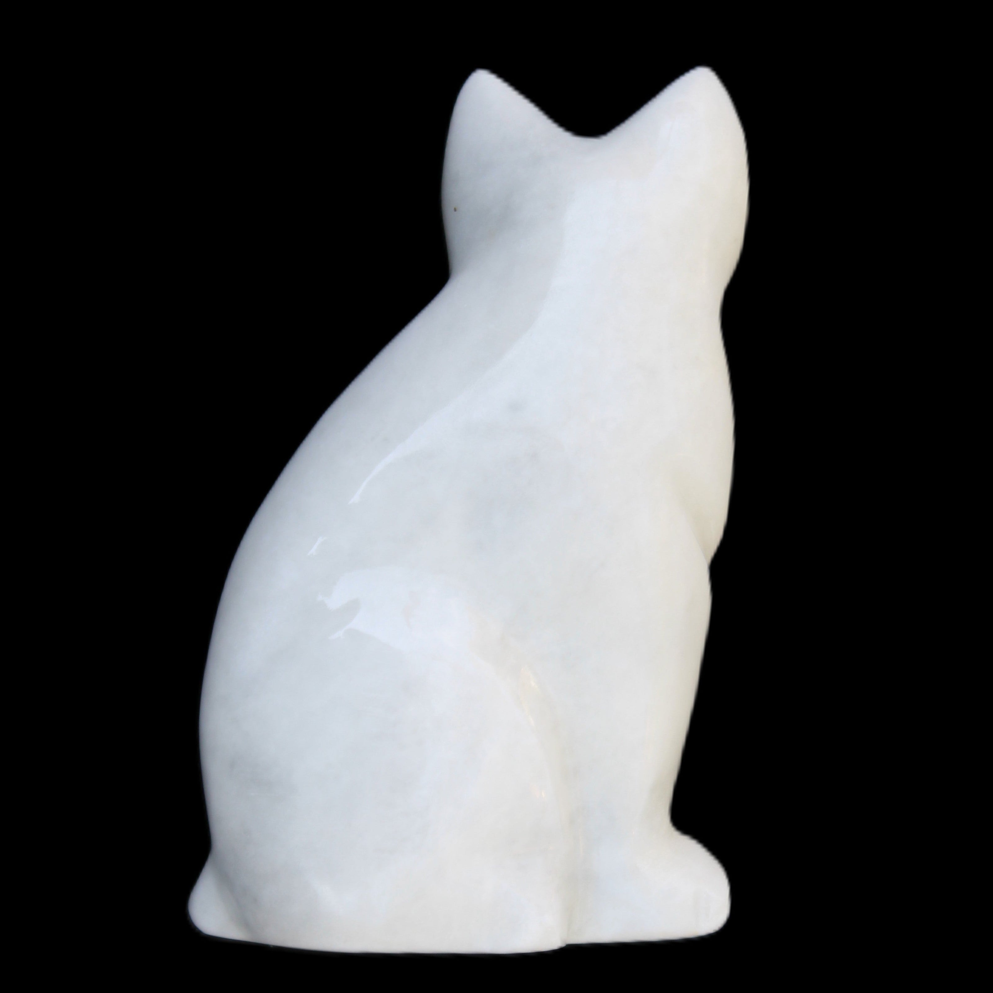 White Jade hand-carved Cat 61*40*106mm 407g in sunlight - Rocks and Things Store