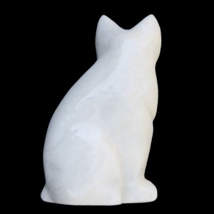 White Jade hand-carved Cat 61*40*106mm 407g in sunlight - Rocks and Things Store