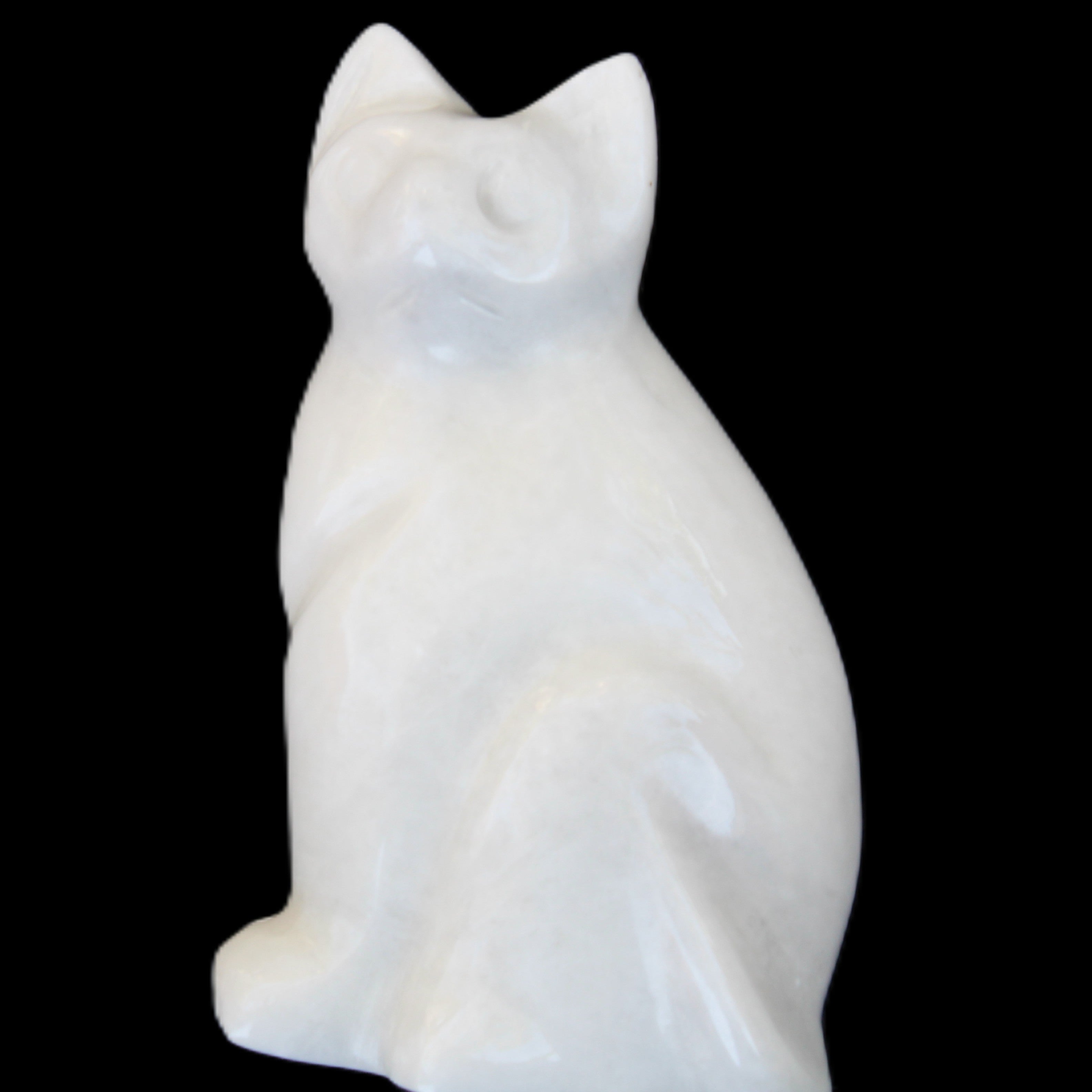 White Jade hand-carved Cat 61*40*106mm 407g in sunlight - Rocks and Things Store