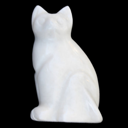 White Jade hand-carved Cat 61*40*106mm 407g in sunlight - Rocks and Things Store