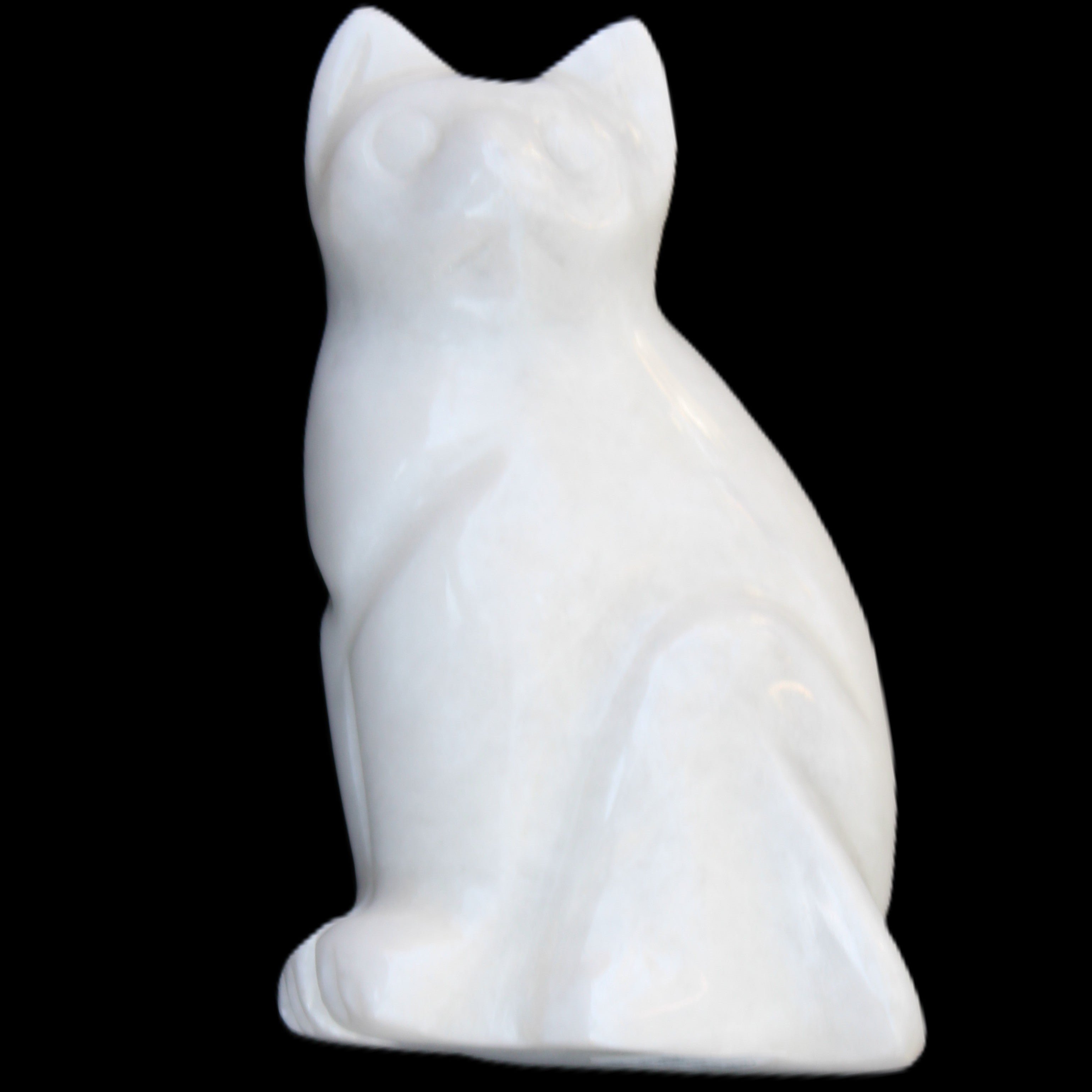 White Jade hand-carved Cat 61*40*106mm 407g in sunlight - Rocks and Things Store