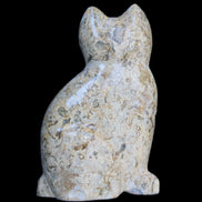 Fossil rock hand-carved Cat 76*48*124mm 407g in sunlight - Rocks and Things Store