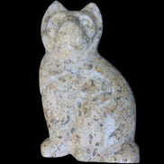 Fossil rock hand-carved Cat 76*48*124mm 407g in sunlight - Rocks and Things Store