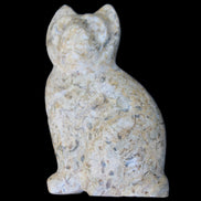 Fossil rock hand-carved Cat 76*48*124mm 407g in sunlight - Rocks and Things Store