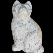 Fossil rock hand-carved Cat 76*48*124mm 407g in sunlight - Rocks and Things Store
