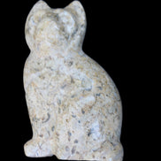 Fossil rock hand-carved Cat 76*48*124mm 407g in sunlight - Rocks and Things Store