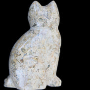Fossil rock hand-carved Cat 76*48*124mm 407g in sunlight - Rocks and Things Store