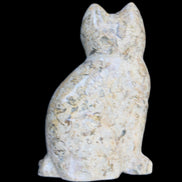 Fossil rock hand-carved Cat 76*48*124mm 407g in sunlight - Rocks and Things Store