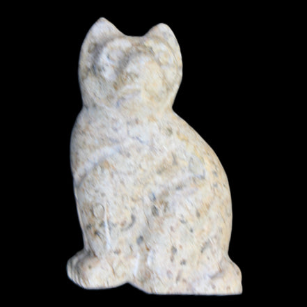 Fossil rock hand-carved Cat 76*48*124mm 407g in sunlight - Rocks and Things Store