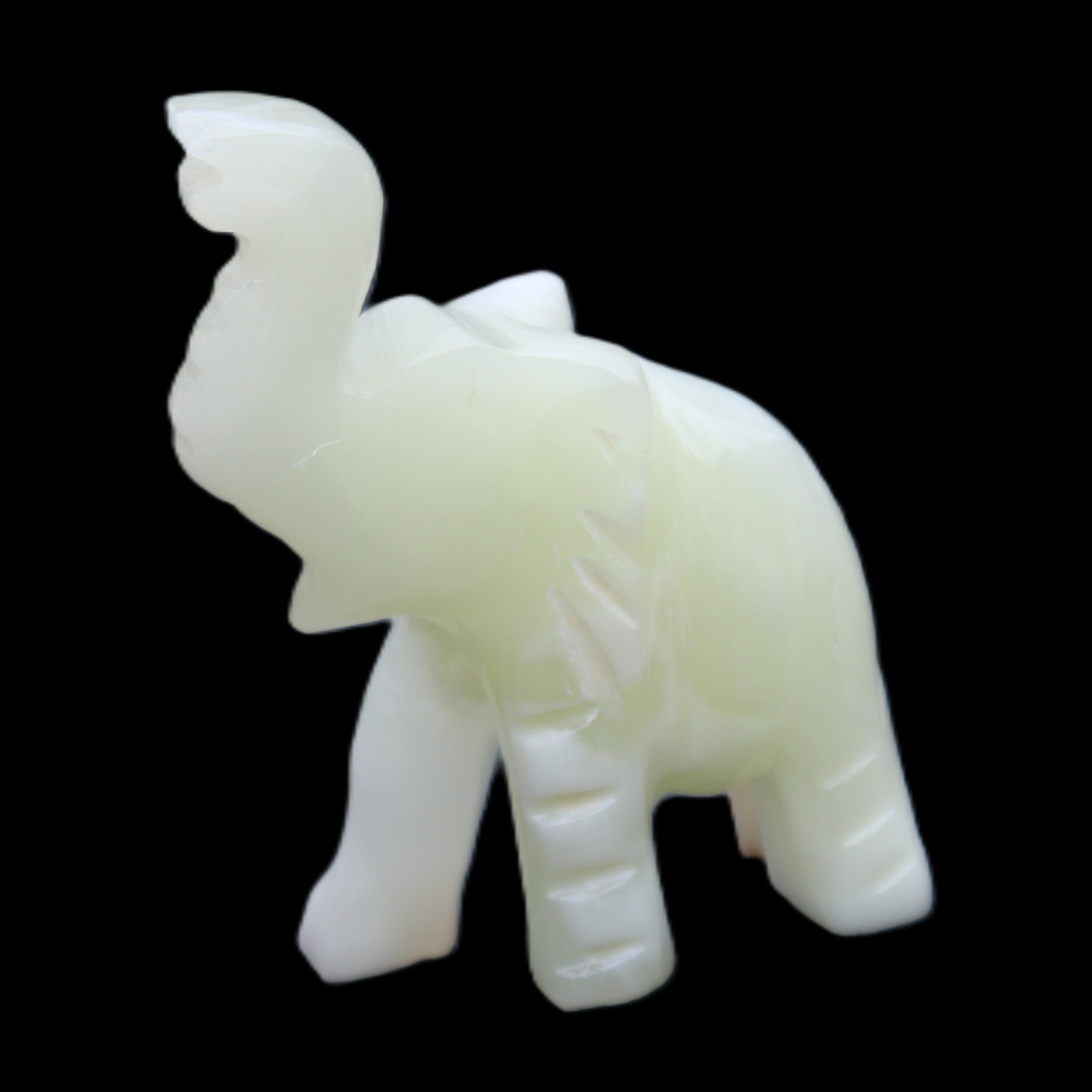 Afghan Jade hand-carved Elephant 65*29*111mm 225g in sunlight - Rocks and Things Store